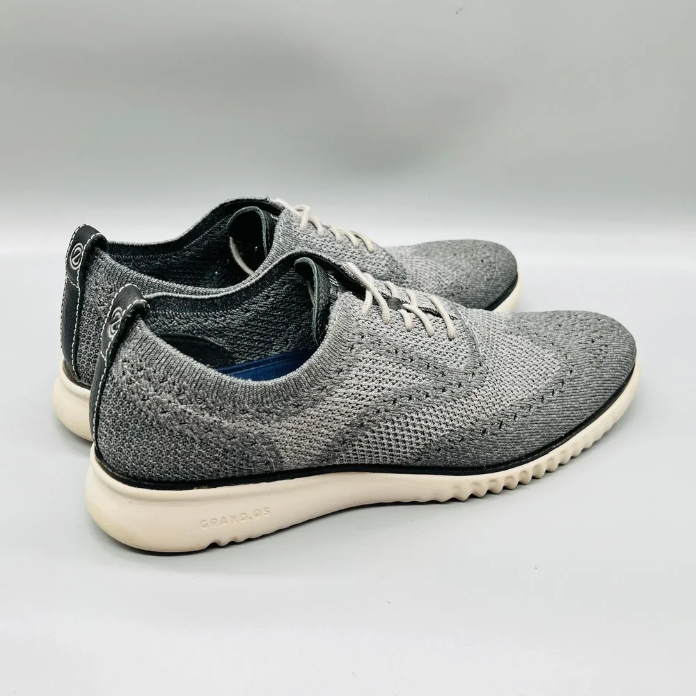 Cole Haan Shoes Mens 10.5 Gray Knit Zerogrand Stitchlite Wingtip Oxford Sneakers